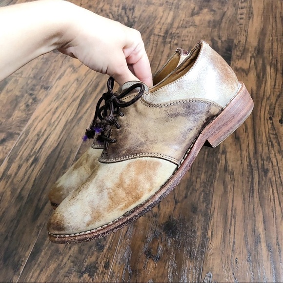 Bed Stu • Fury saddle oxfords tan taupe leather lace up shoes beige - Picture 9 of 14